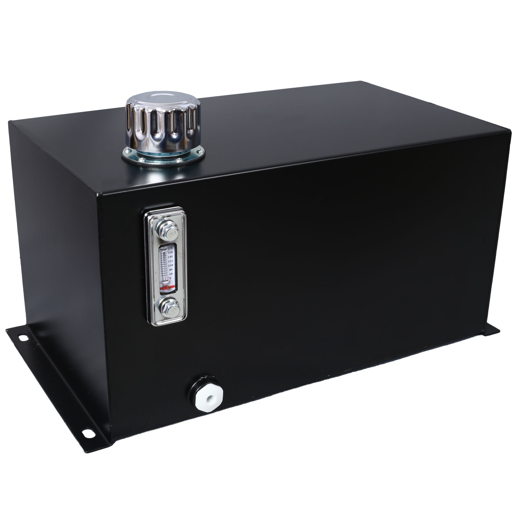 Heavy Duty Hydraulic Fluid Tank 10 Gal Steel Reservoir With Strainer, Gauge &amp; Breather Cap For Tractors &amp; Trucks - Black