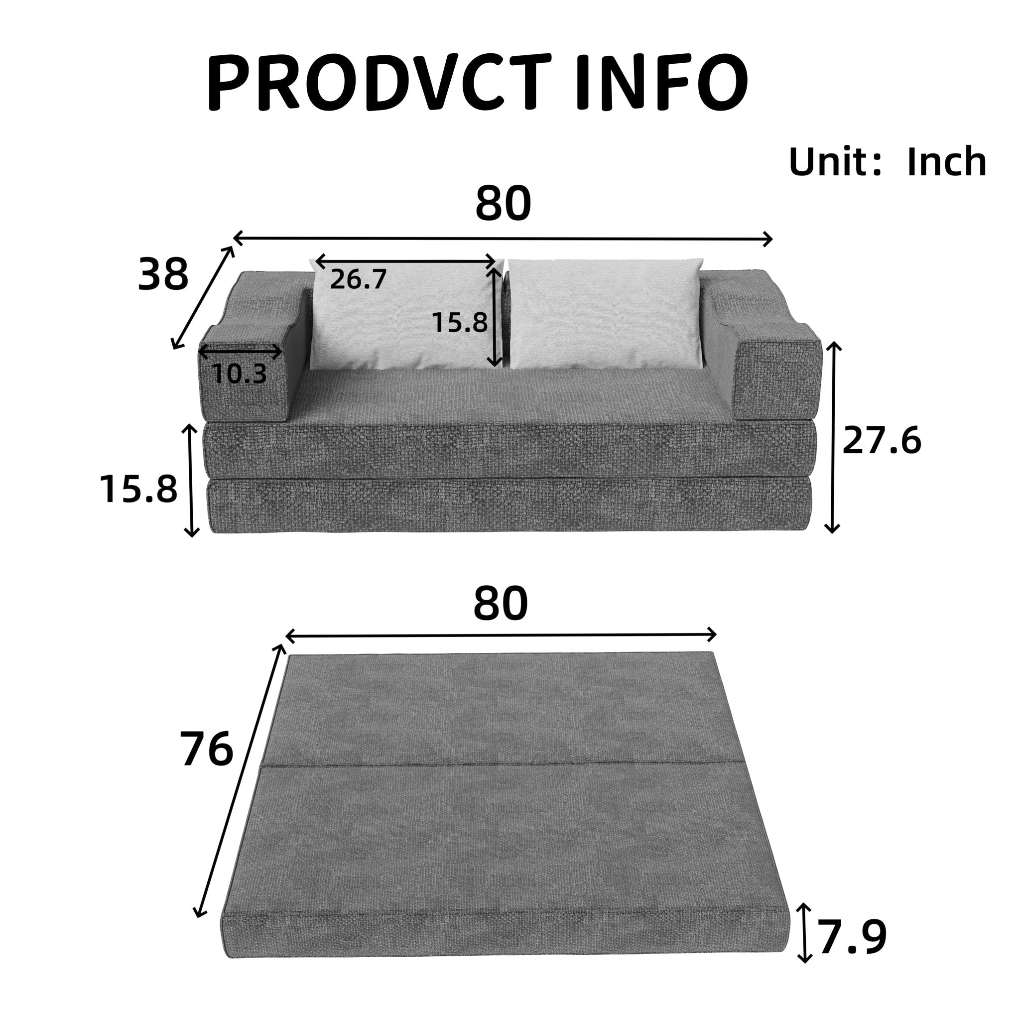 3 Seat Folding Floor Couch &amp; King Size Bed Mattress