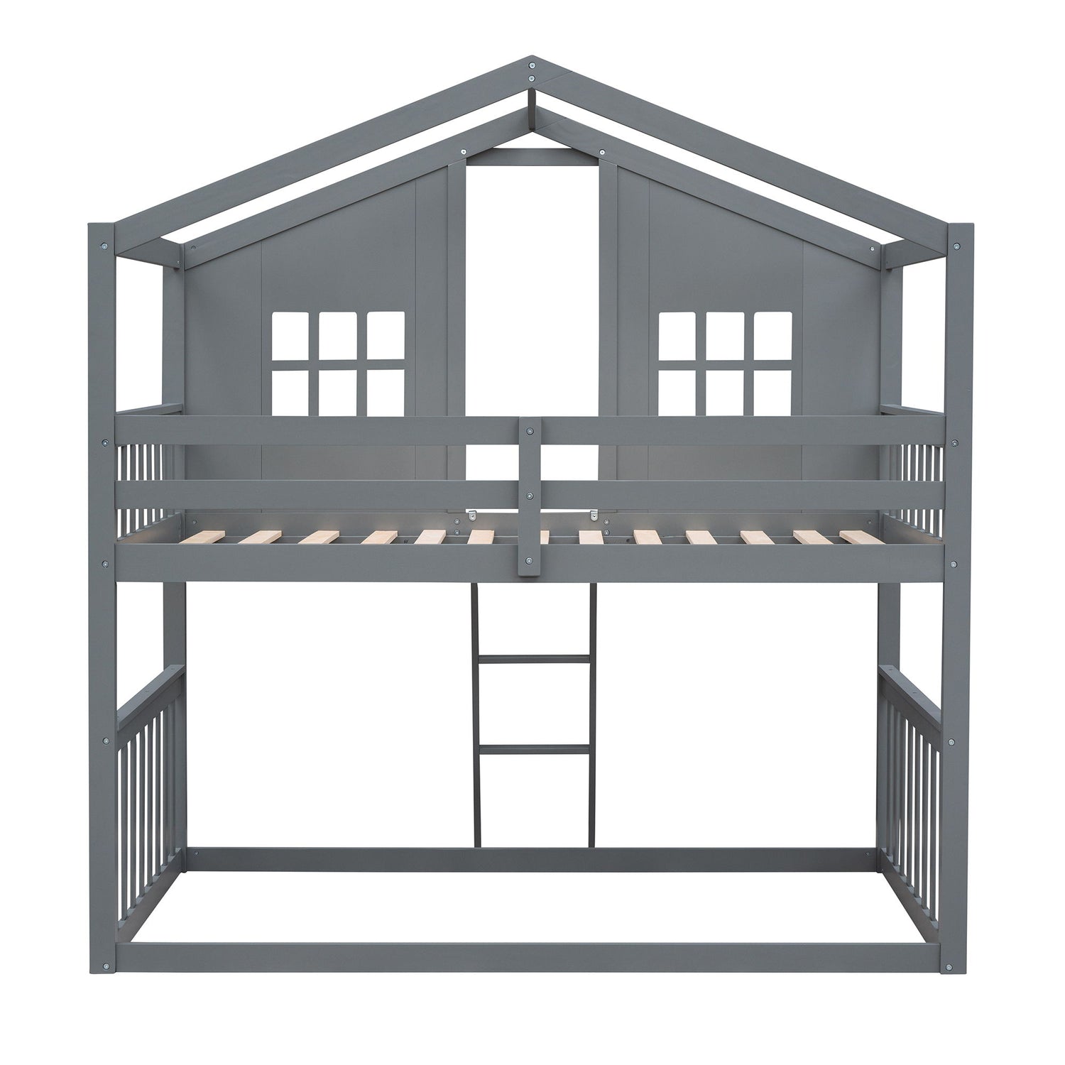 House Bunk Bed With Ladder, Wood Bed