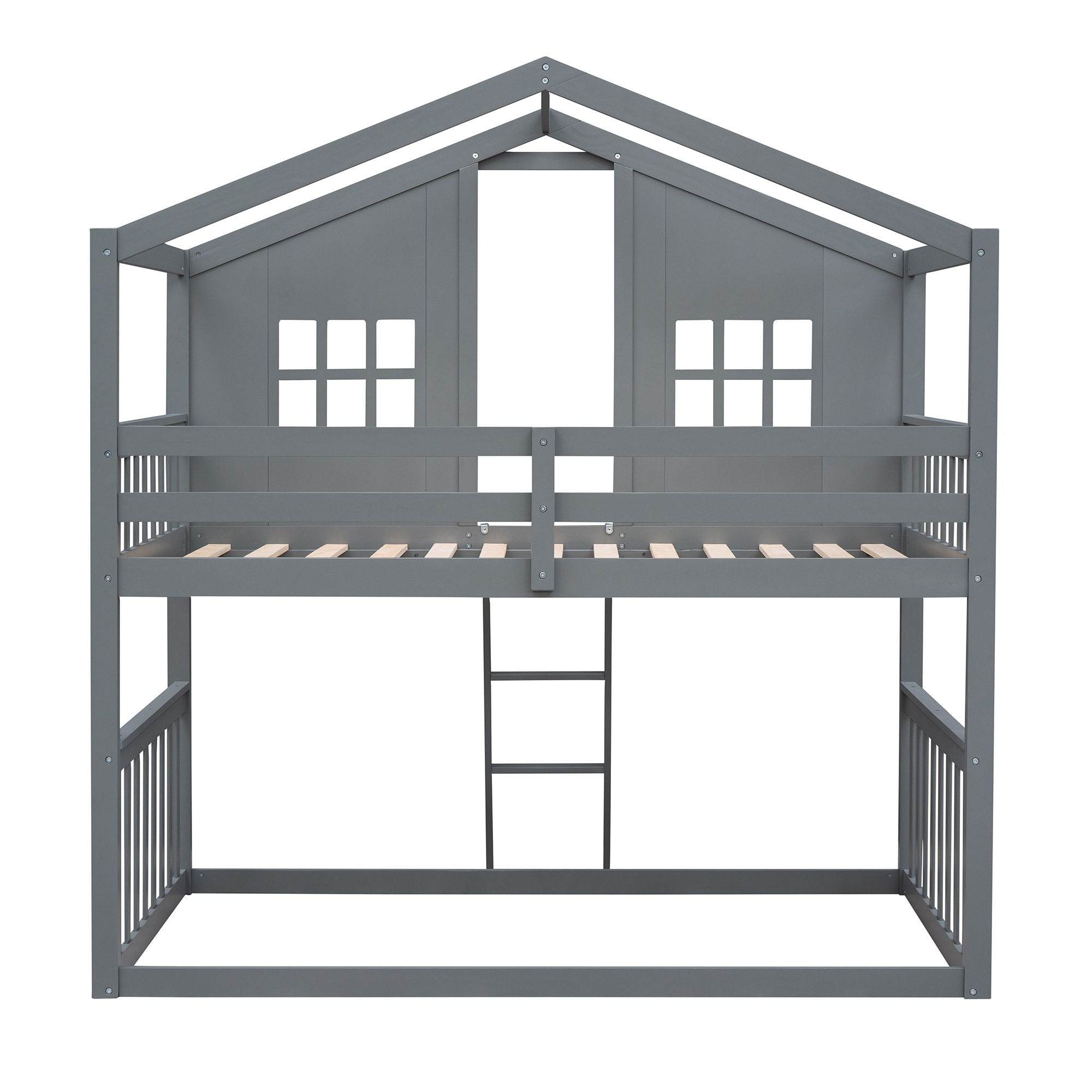 House Bunk Bed With Ladder, Wood Bed
