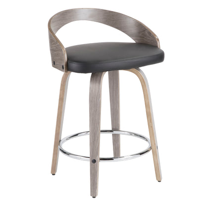 Grotto - Contemporary Fixed Height Counter Stool &amp; Swivel With Round Footrest (Set of 2)