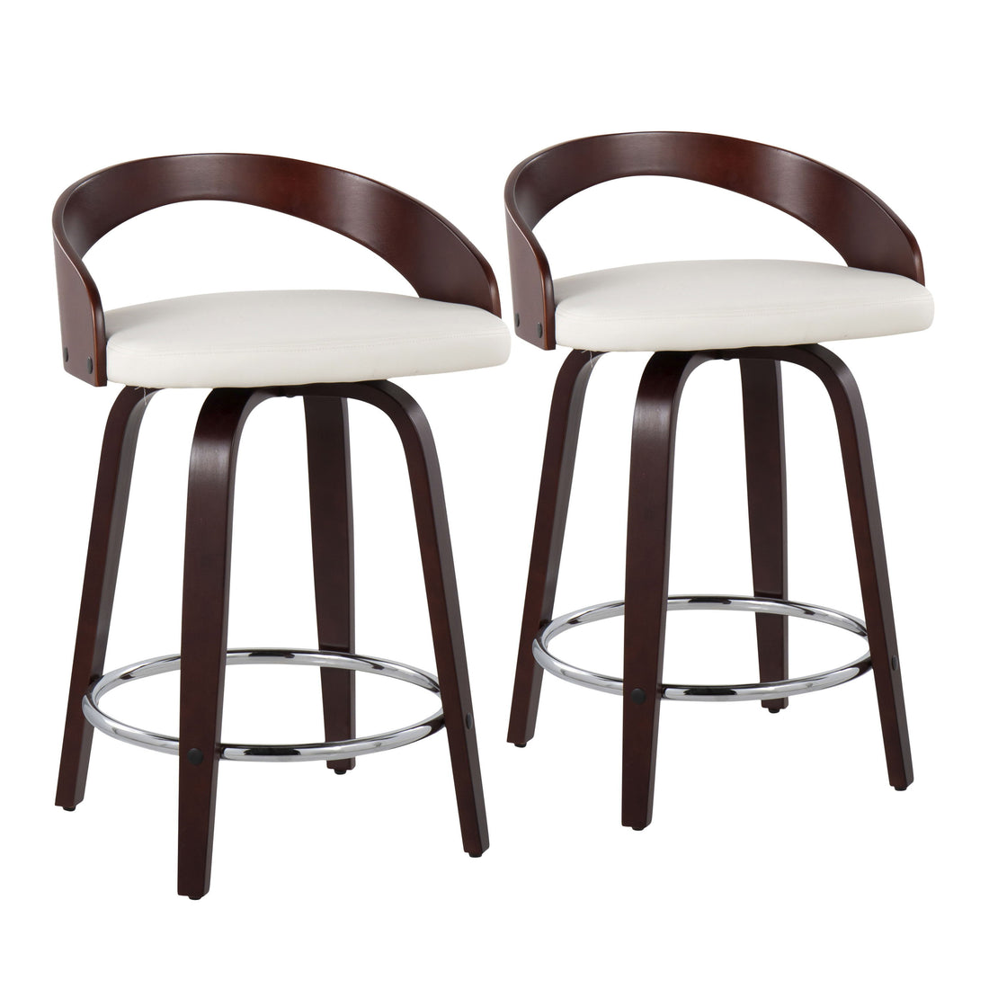 Grotto - Contemporary Fixed Height Counter Stool &amp; Swivel With Round Footrest (Set of 2)