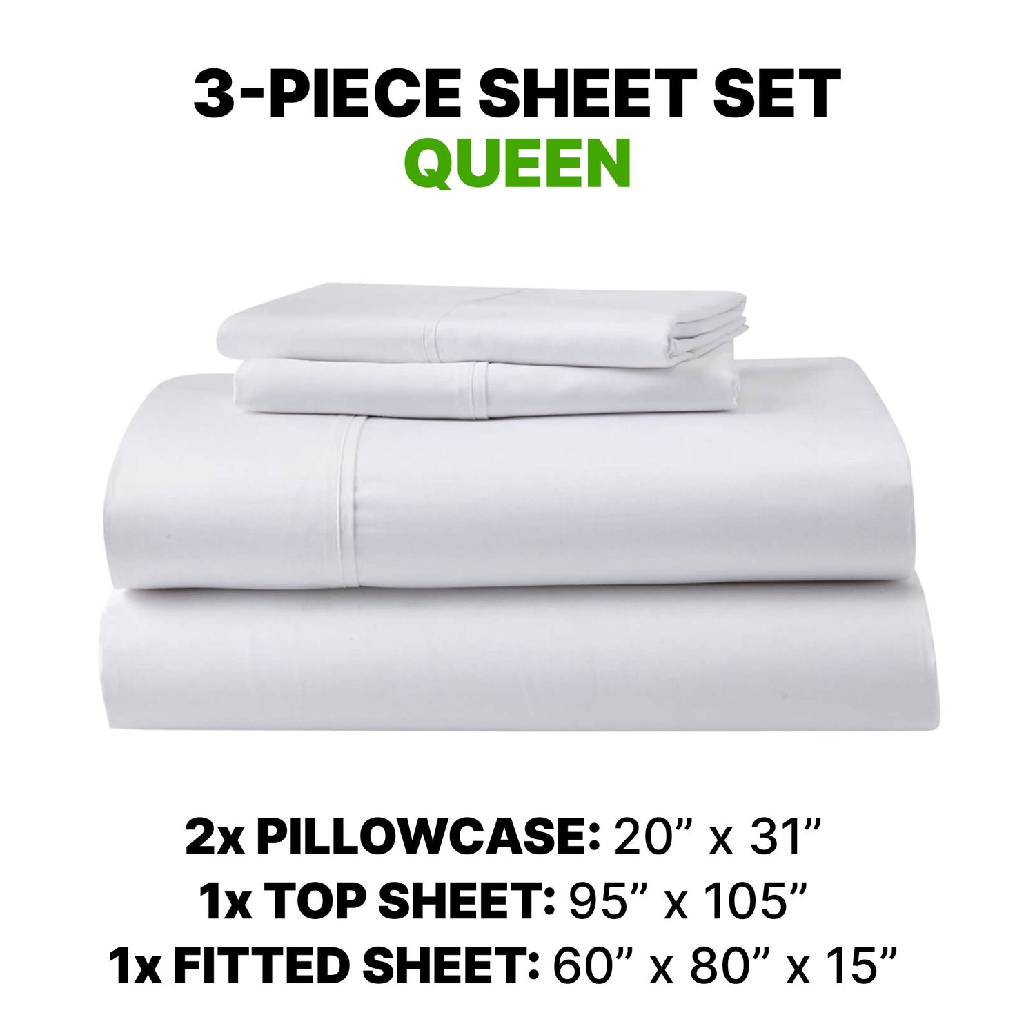 Sheet Set Luxurious Supima Cotton, Wrinkle Resistant, Breathable, With 2 Ghostgrip Band