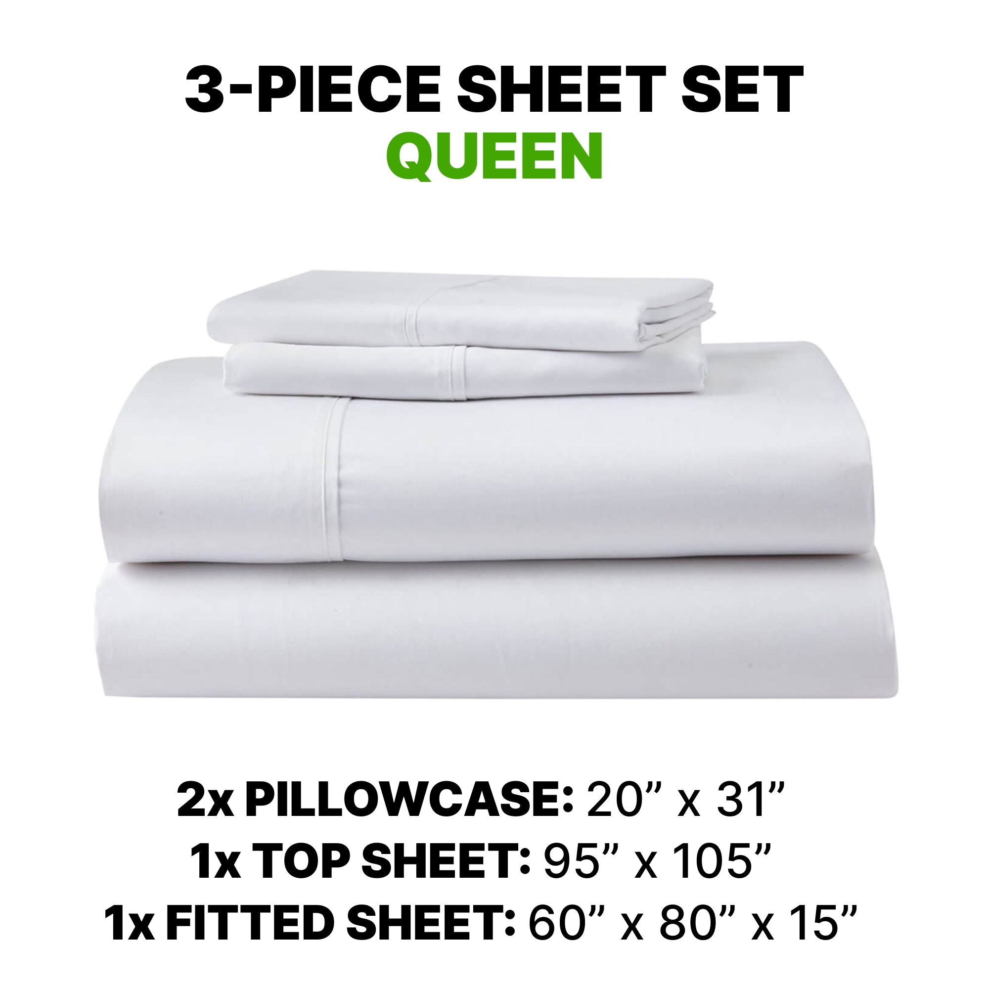 Sheet Set Luxurious Supima Cotton, Wrinkle Resistant, Breathable, With 2 Ghostgrip Band