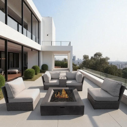 Patio Conversation Set &amp; Cushions, Seats 4 - Gray Mix