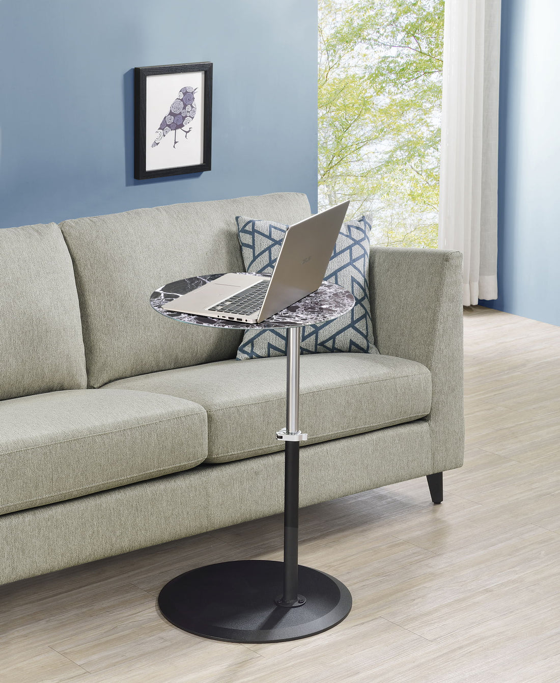 Orbit - 15.5&quot; End Table With Height Adjustable Marble Textured Top