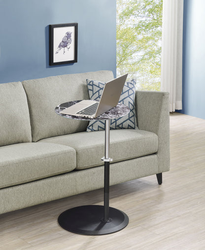 Orbit - 15.5&quot; End Table With Height Adjustable Marble Textured Top