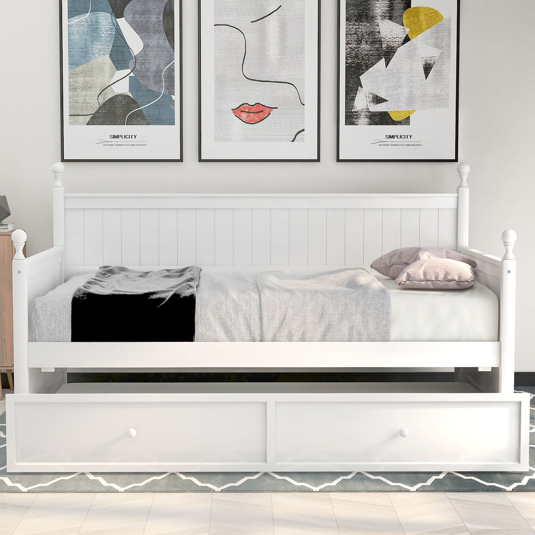 Twin Size Daybed &amp; Twin Size Trundle - White
