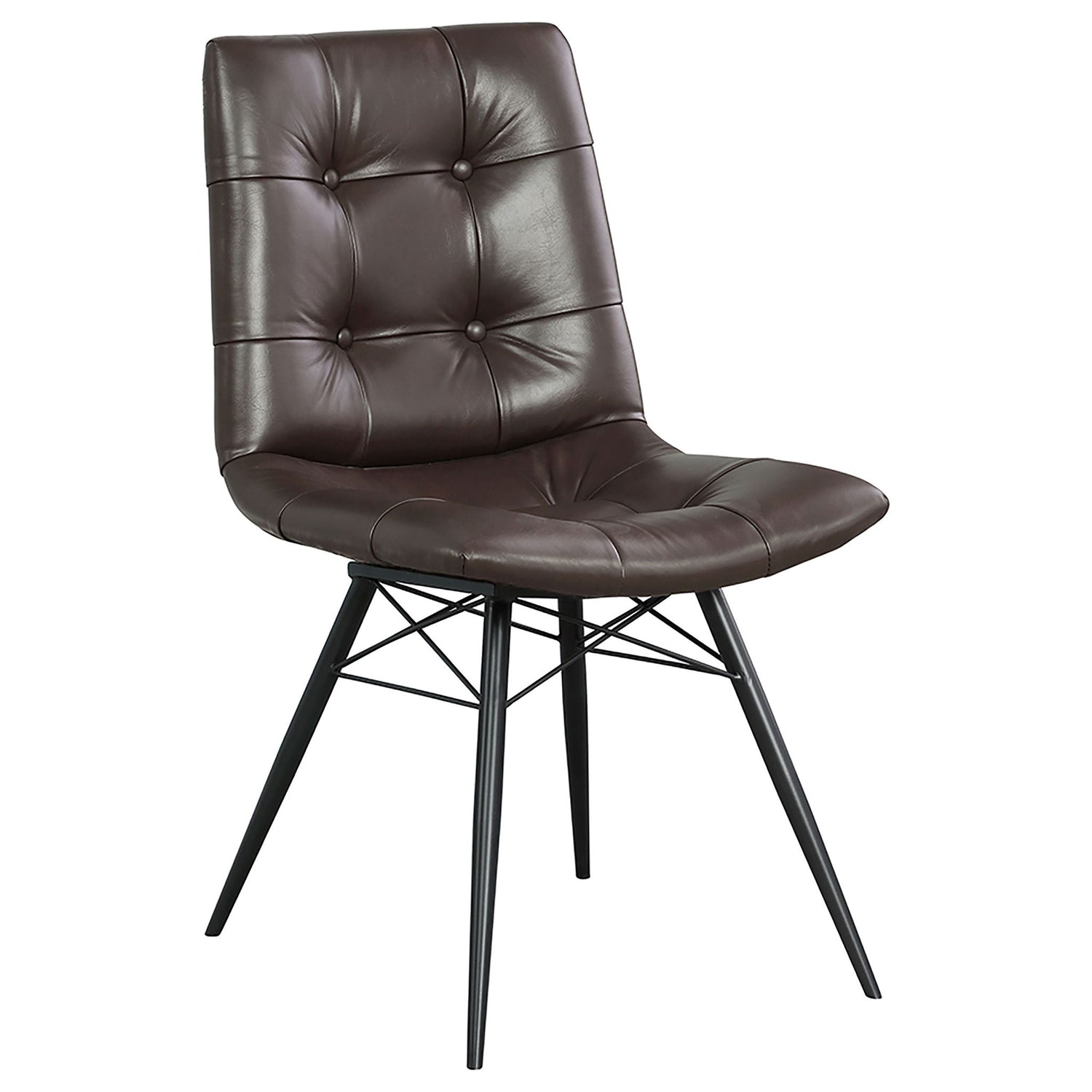 Back Dining Chairs With Button Tufting (Set of 4) - Brown