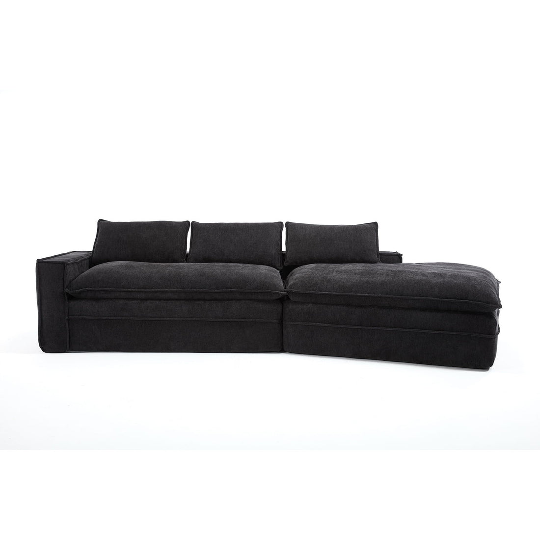 Modern Minimalist Modular Sectional Sofa With Deep Seats And Right Facing Chaise