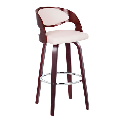 Pino - Mid Century Modern Fixed Height Barstool With Swivel &amp; Round Footrest (Set of 2)