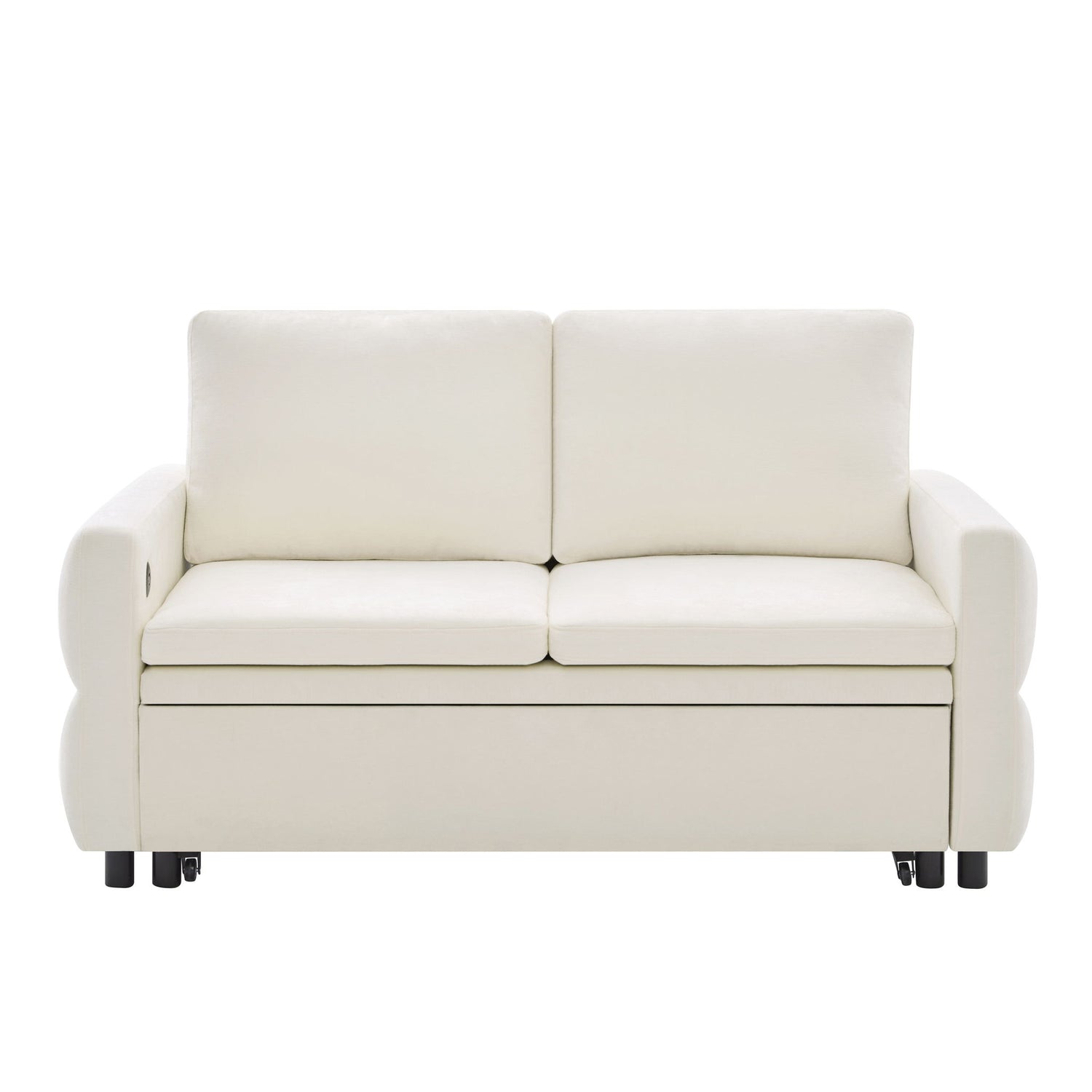 Convertible Sofa Bed Loveseat With Adjustable Backrest And USB Ports
