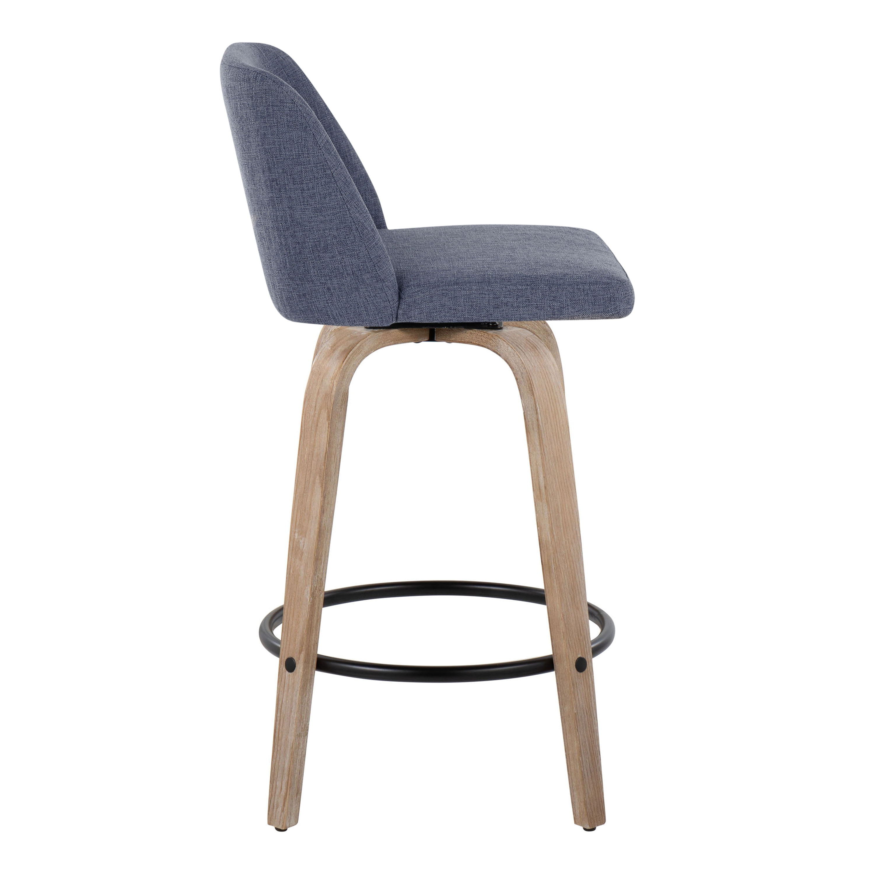 Toriano - Contemporary Fixed-Height Counter Stool &amp; Swivel With Round Footrest (Set of 2)