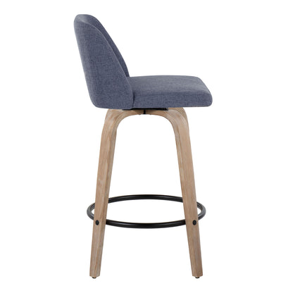 Toriano - Contemporary Fixed-Height Counter Stool &amp; Swivel With Round Footrest (Set of 2)