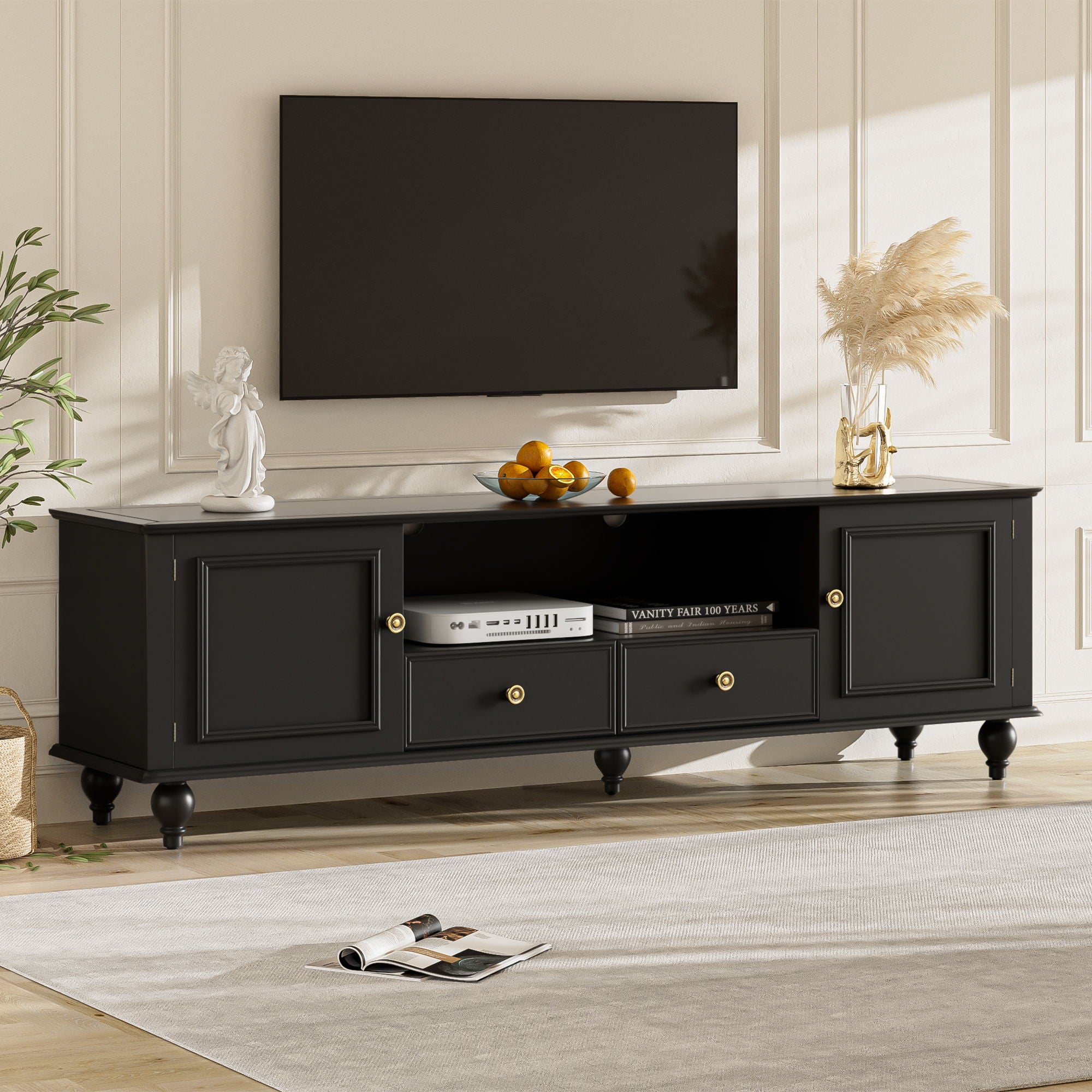 TV Stand For TVs Up To 80&quot;, Entertainment Center With Open Compartment