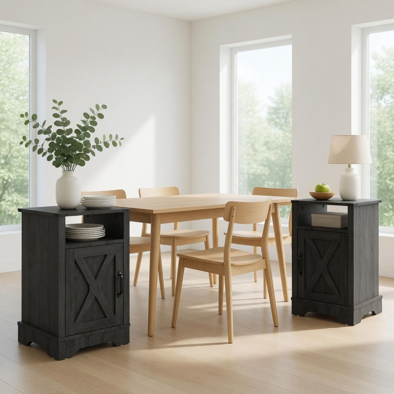 Farmhouse Nightstand, Charging Station &amp; Storage