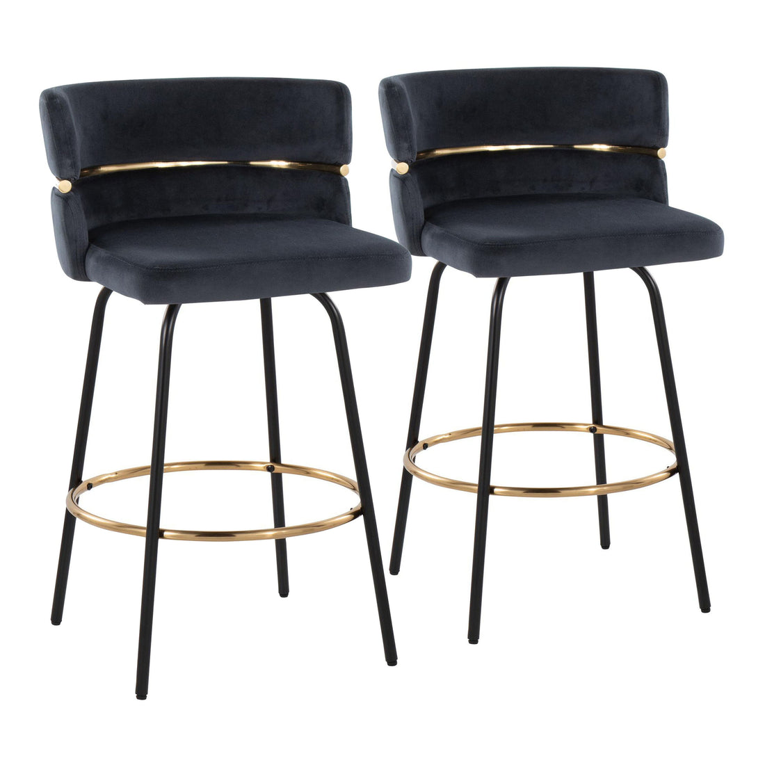 Cinch - Contemporary Fixed Height Counter Stool With Swivel &amp; Round Footrest (Set of 2)
