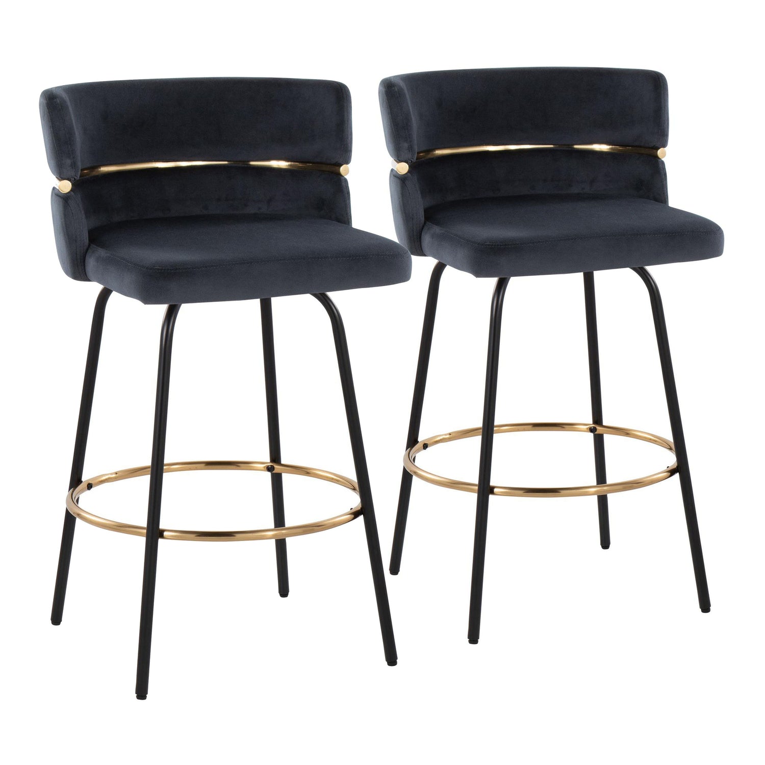Cinch - Contemporary Fixed Height Counter Stool With Swivel &amp; Round Footrest (Set of 2)