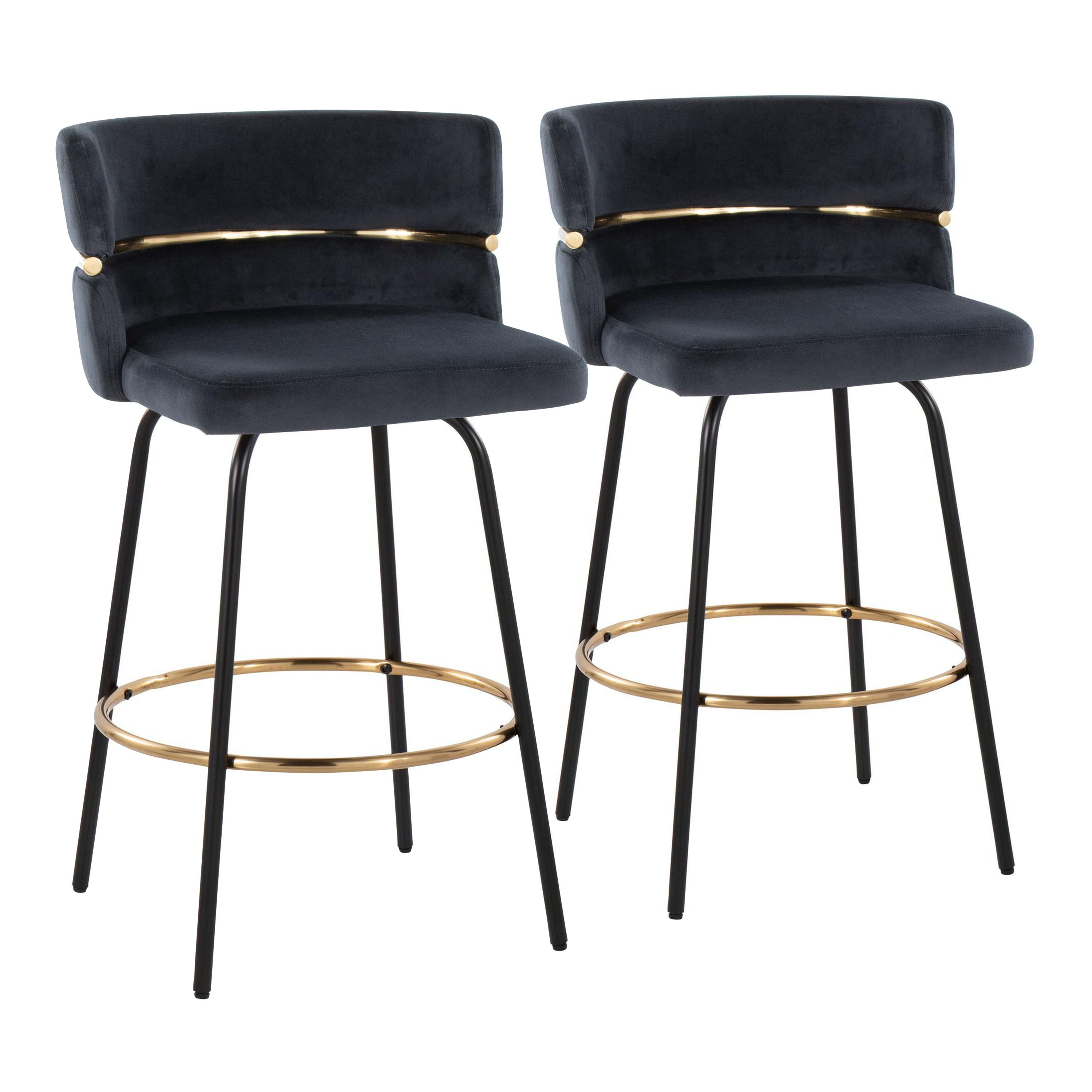 Cinch - Contemporary Fixed Height Counter Stool With Swivel &amp; Round Footrest (Set of 2)