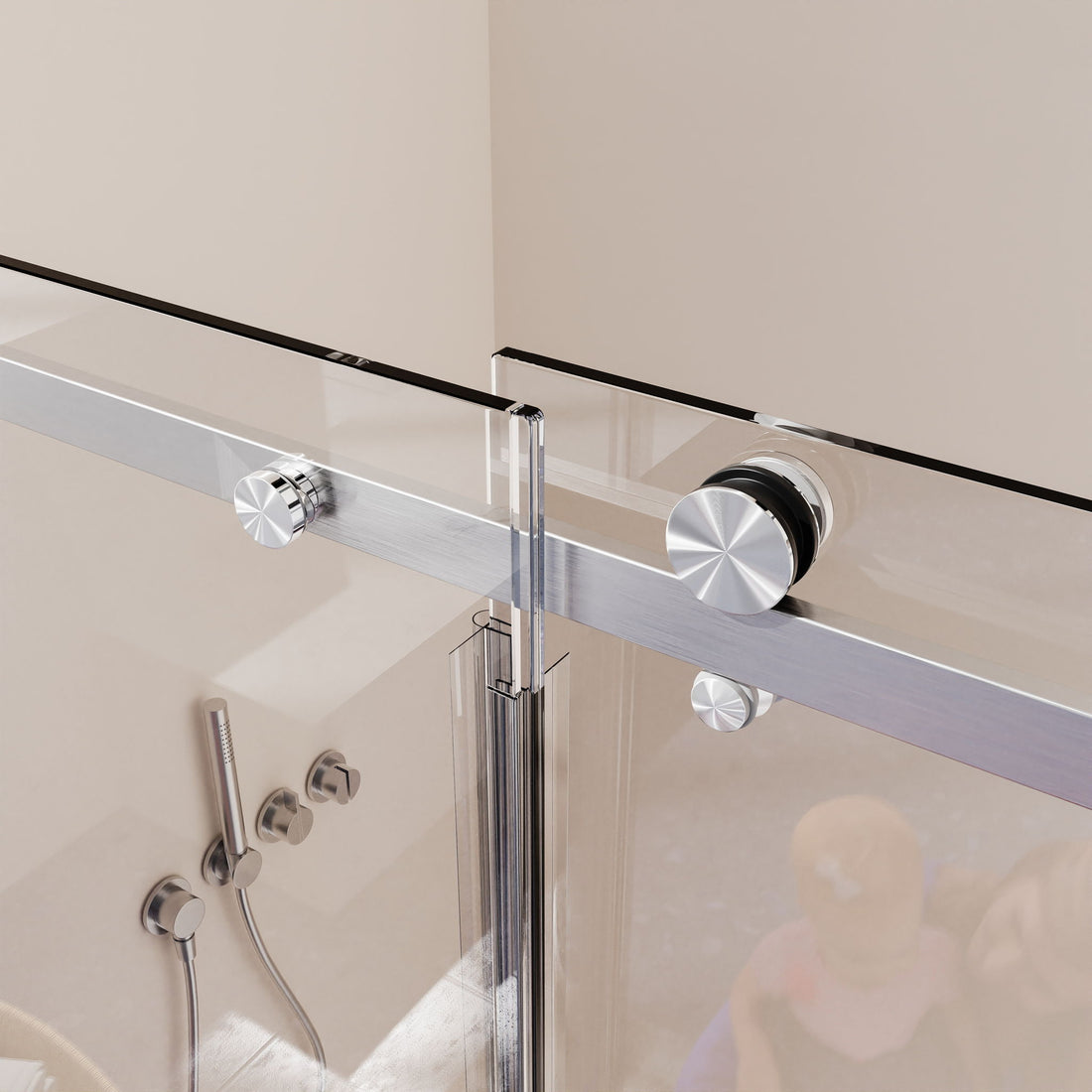 Frameless Single Sliding Shower Doors, 5 / 16" Thick Sgcc Tempered Glass - Brushed Nickel