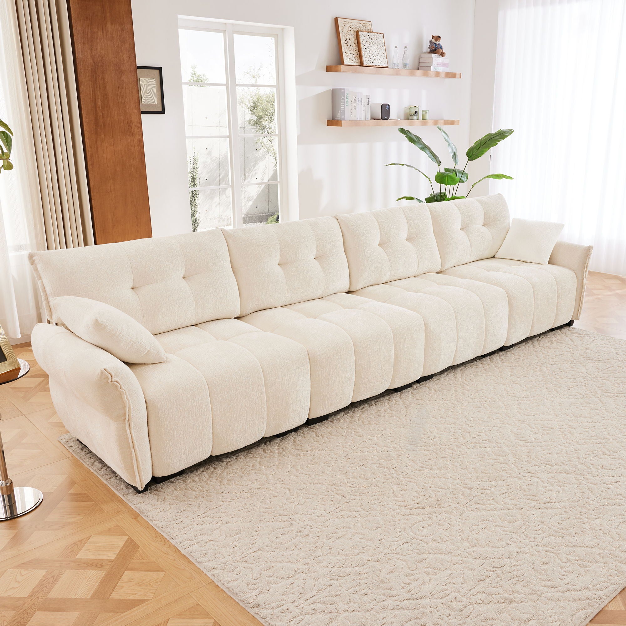 Modern Sofa &amp; Pillows, Textured Cover, High Rebound Cushions