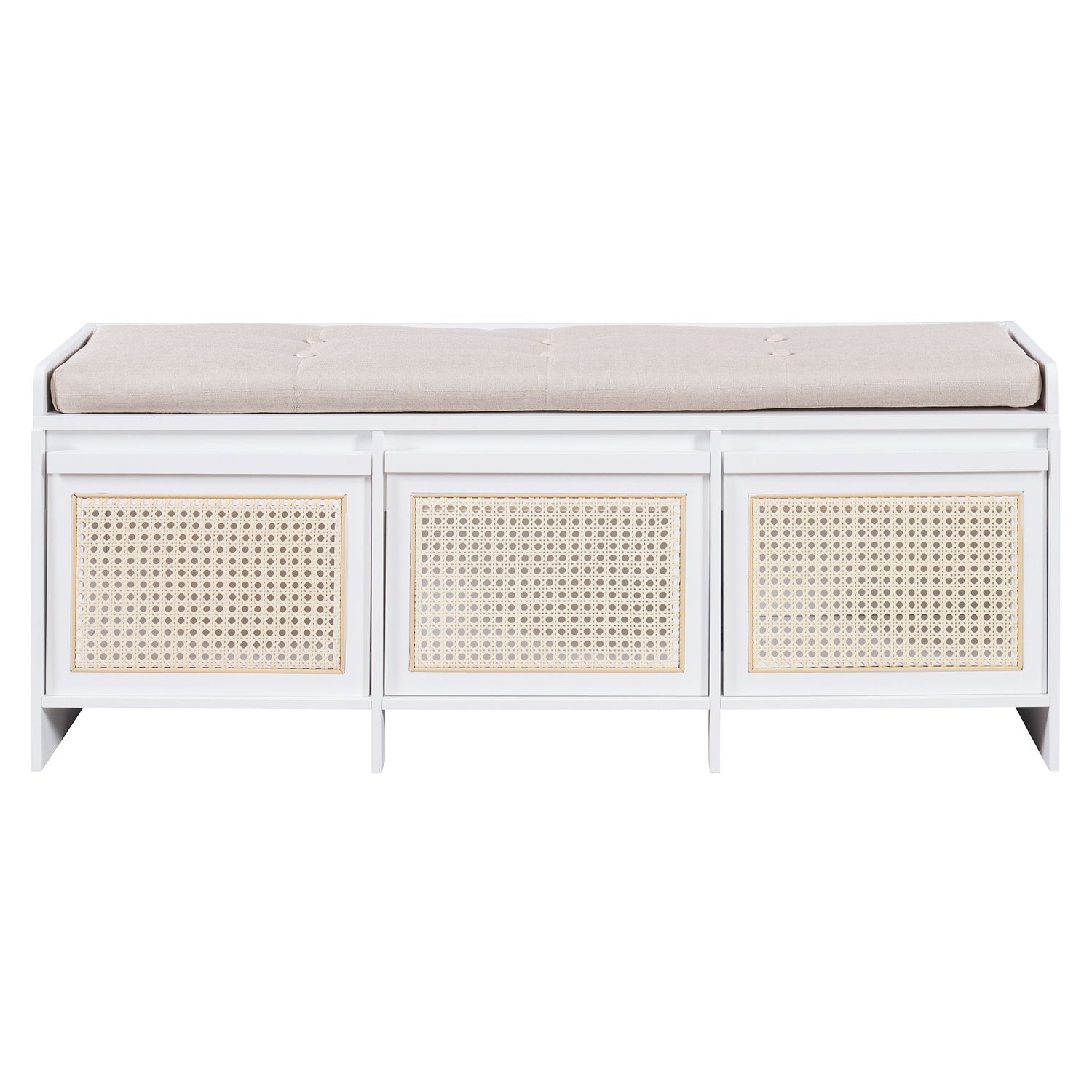 Entryway Shoe Bench With Drawers &amp; Button Tufted Cushion