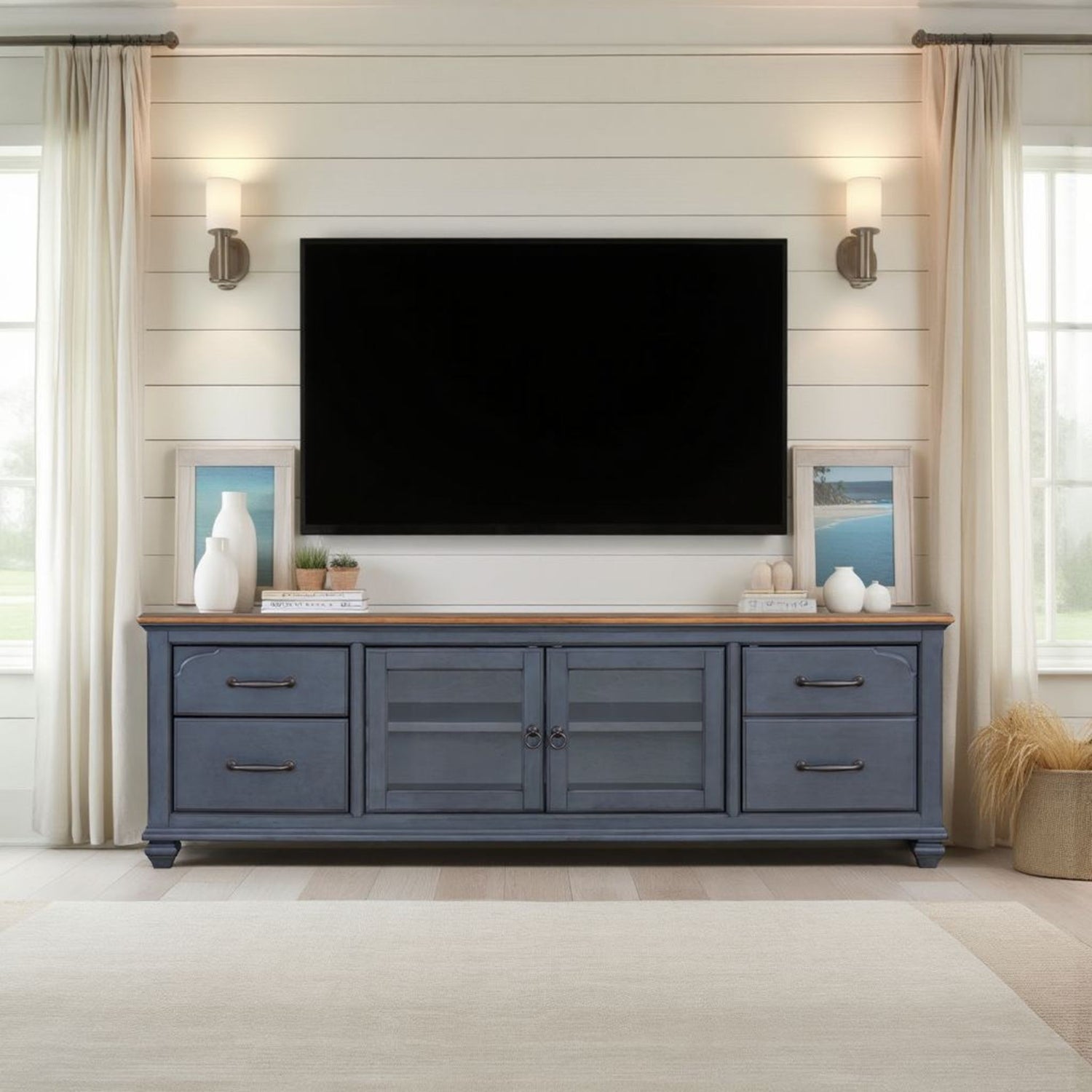 Americana - 84 In TV Stand For TVs Up To 90&quot; - Blue