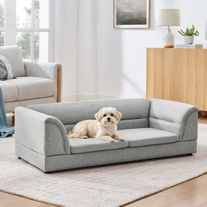 Oversized, Curved Armrest Rectangular Dog Sofa, For Large &amp; Oversized Dogs - Light Gray