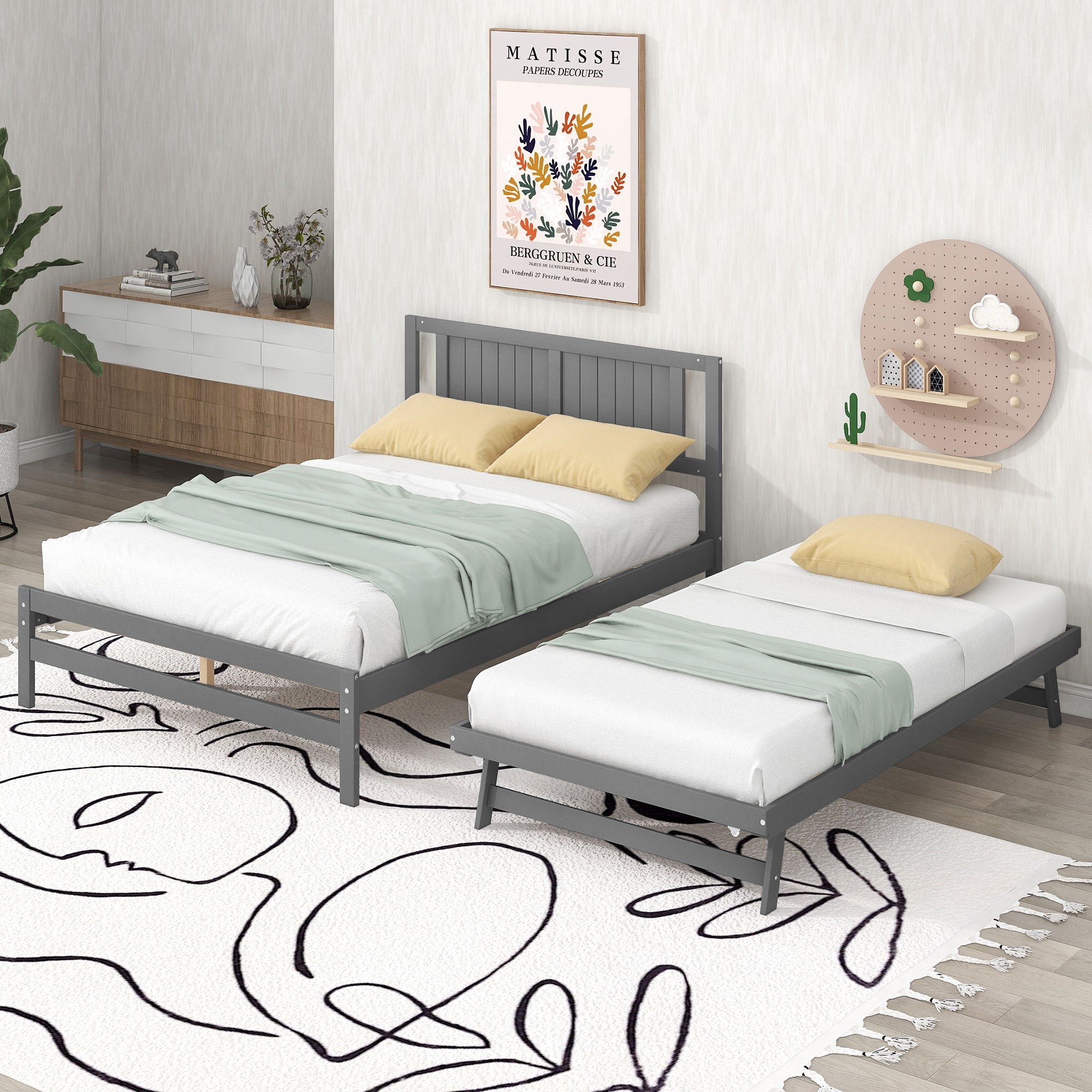 Platform Bed With Adjustable Trundle
