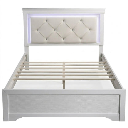 Tufted Headboard Bed With LED Lighting