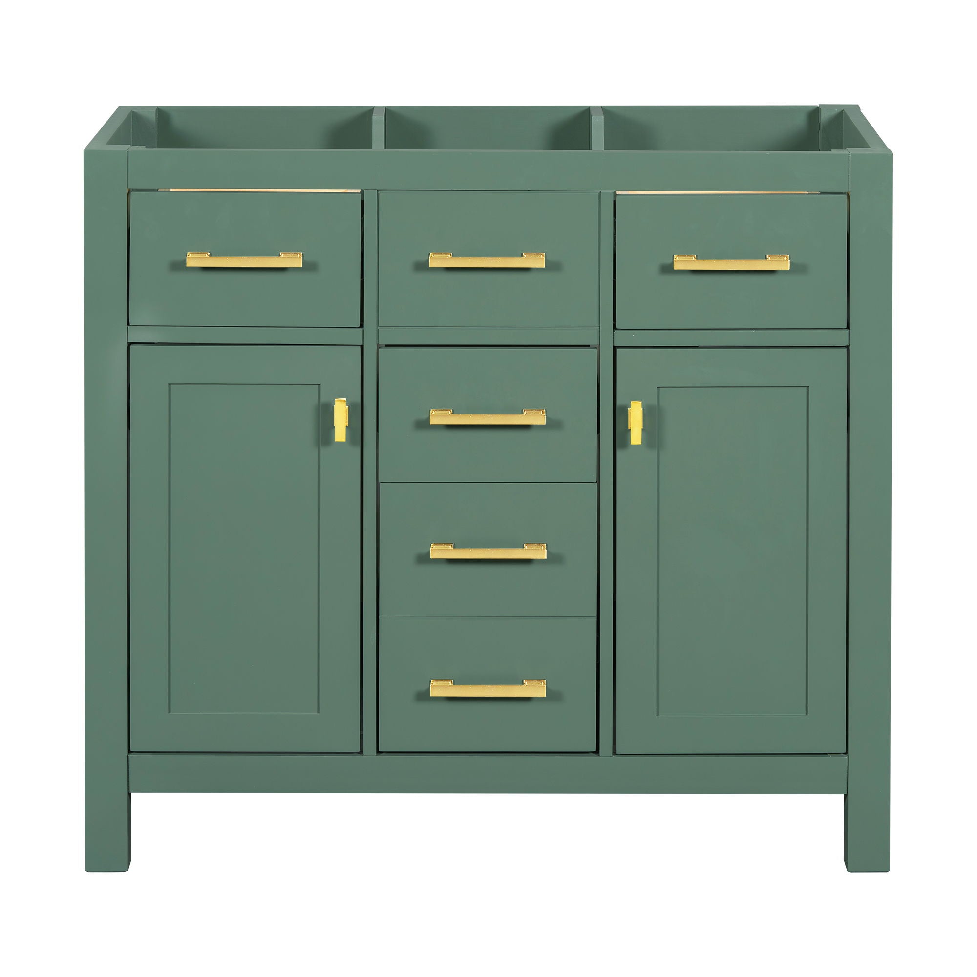 Freestanding Bathroom Vanity With 4 Drawers &amp; 2 Cabinets - Green