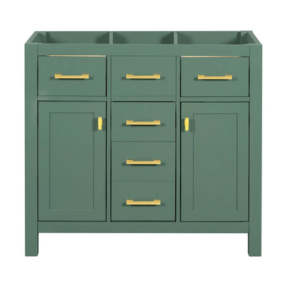 Freestanding Bathroom Vanity With 4 Drawers &amp; 2 Cabinets - Green