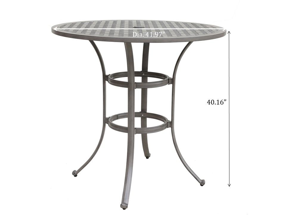 42&quot; Cast Aluminum Round Bar Table - Gray