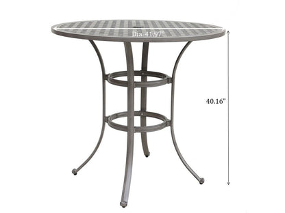 42&quot; Cast Aluminum Round Bar Table - Gray