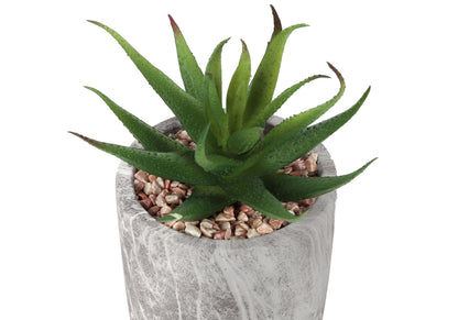 6&quot; Tall, Artificial Plant, Succulent, Indoor, Faux, Fake, Table, Greenery, Potted, Decorative (Set of 2) - Green / Gray
