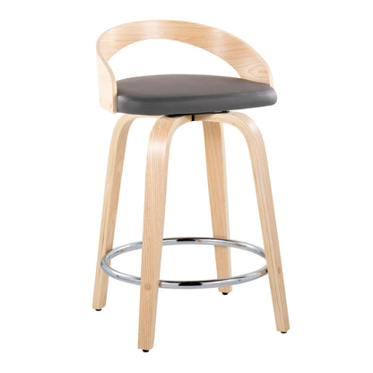 Grotto - Contemporary Fixed Height Counter Stool &amp; Swivel, Round Footrest (Set of 2)