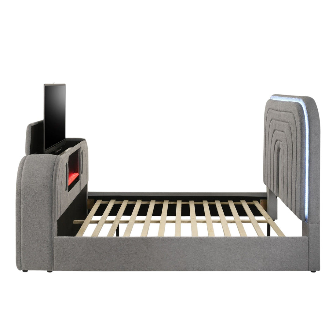Shelyn - Bed With LED, TV Stand, Fireplace &amp; Bluetooth