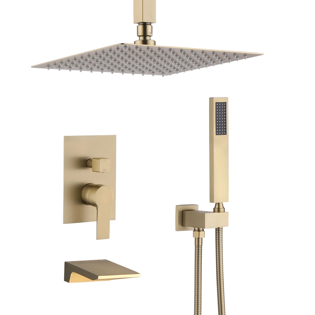 Wall Mount Shower System With High Pressure 10&quot; Shower Head And Handheld