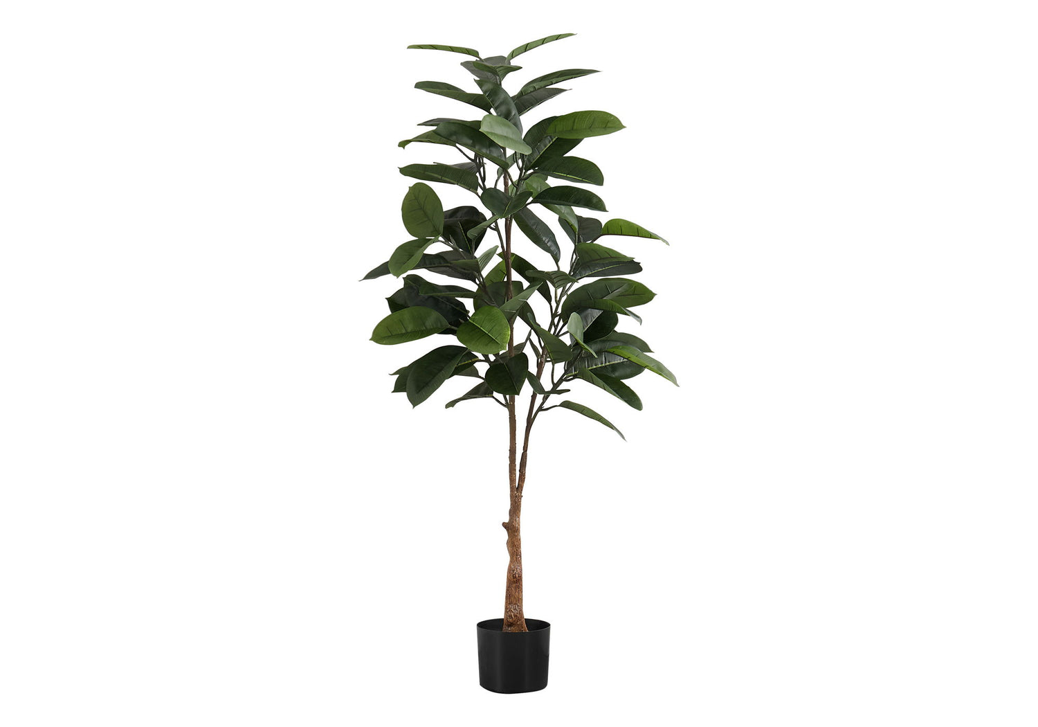52&quot; Tall, Artificial Plant, Rubber Tree, Indoor, Faux, Fake, Floor, Greenery, Potted, Real Touch, Decorative - Green / Black