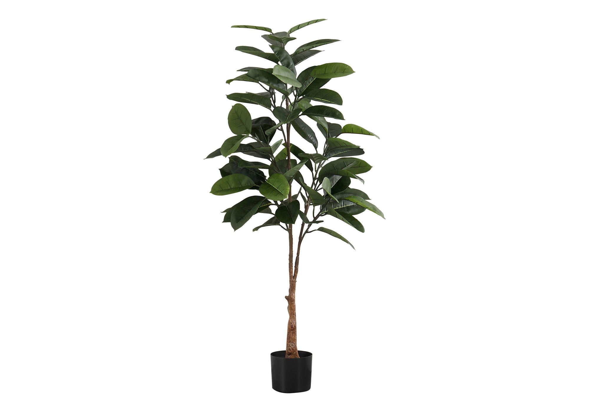 52&quot; Tall, Artificial Plant, Rubber Tree, Indoor, Faux, Fake, Floor, Greenery, Potted, Real Touch, Decorative - Green / Black