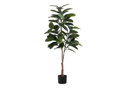 52&quot; Tall, Artificial Plant, Rubber Tree, Indoor, Faux, Fake, Floor, Greenery, Potted, Real Touch, Decorative - Green / Black