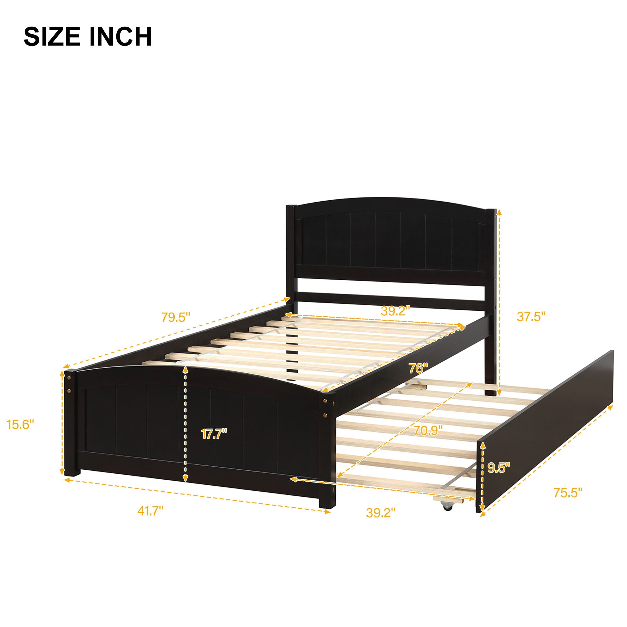 Platform Bed &amp; Headboard, Footboard And Wood Slat Support