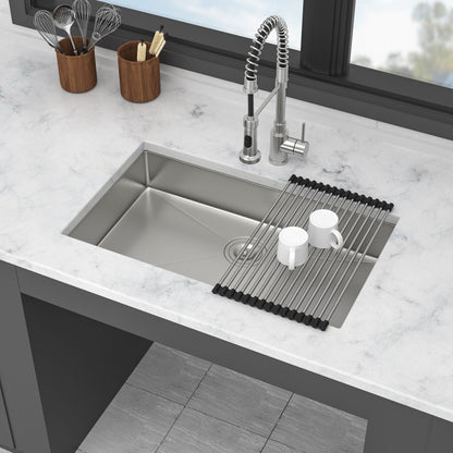 Ada-Compliant 27&quot; Undermount Sink, Low Depth Single Bowl - Brushed Nickel