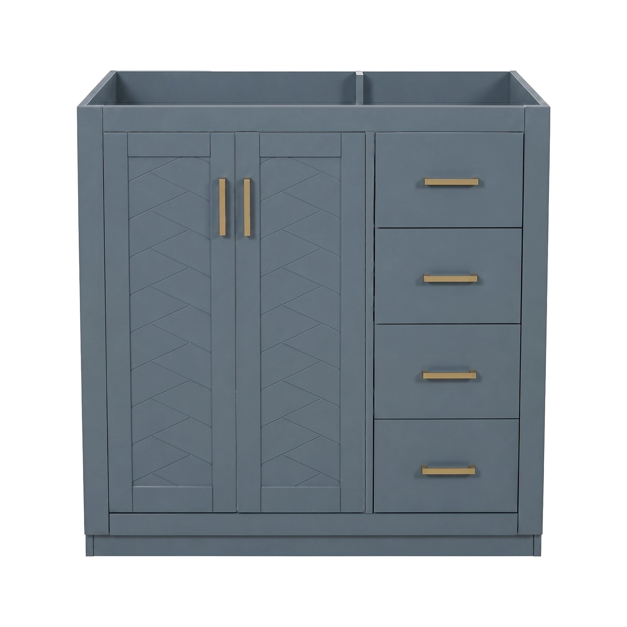 Retro Style Bathroom Vanity, 3 Drawers &amp; Soft Closing Doors
