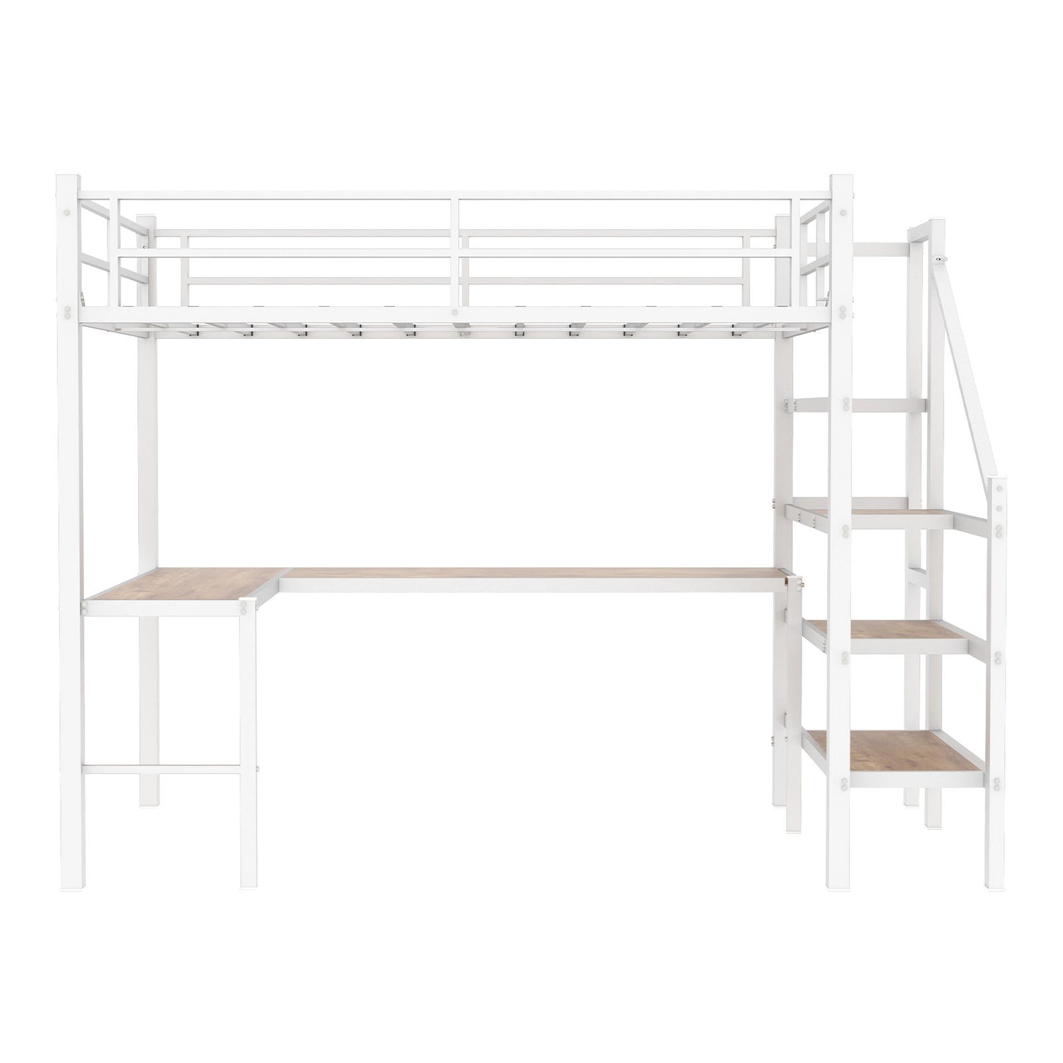 Loft Bed &amp; L-Shaped Desk, Large Storage Space