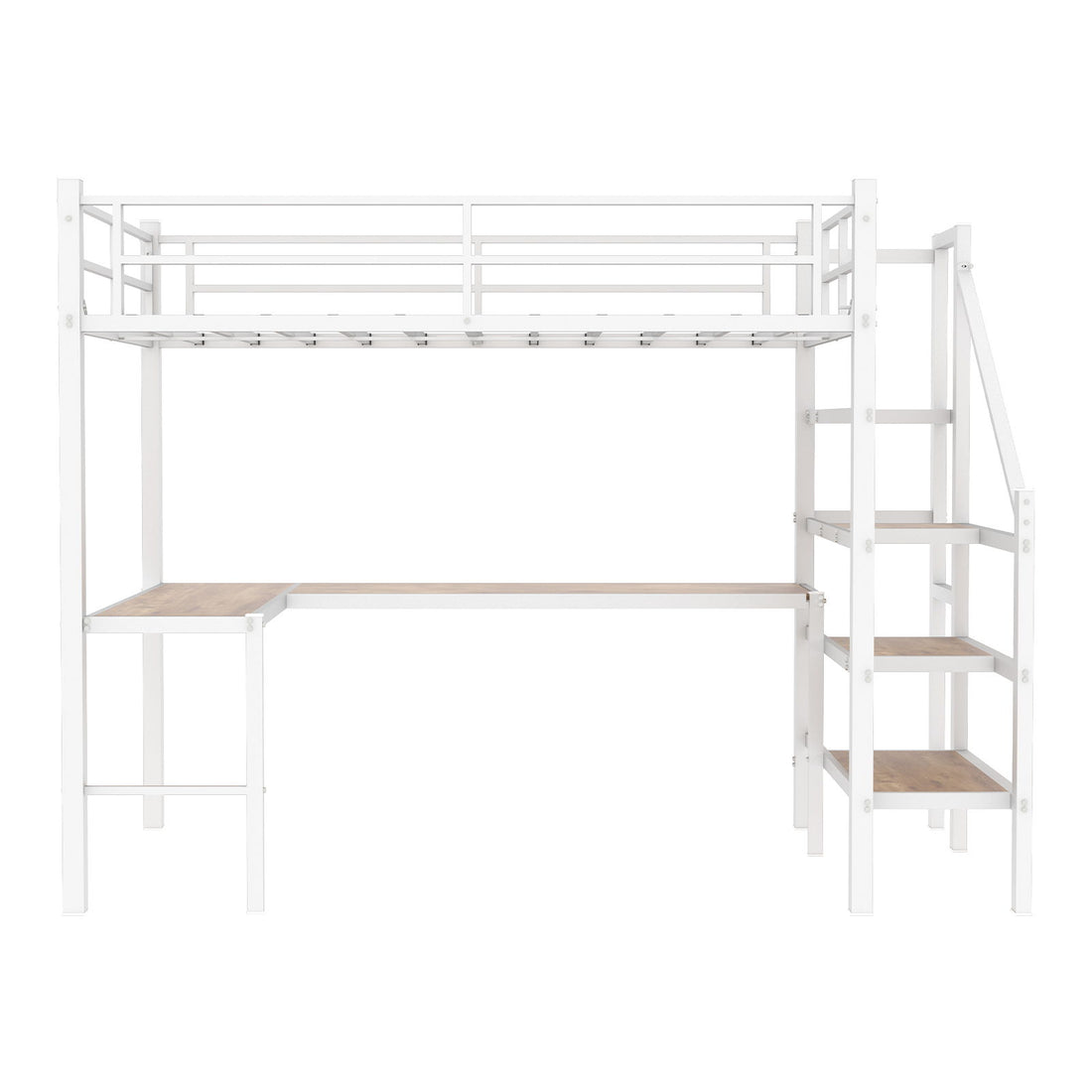 Loft Bed &amp; L-Shaped Desk, Large Storage Space