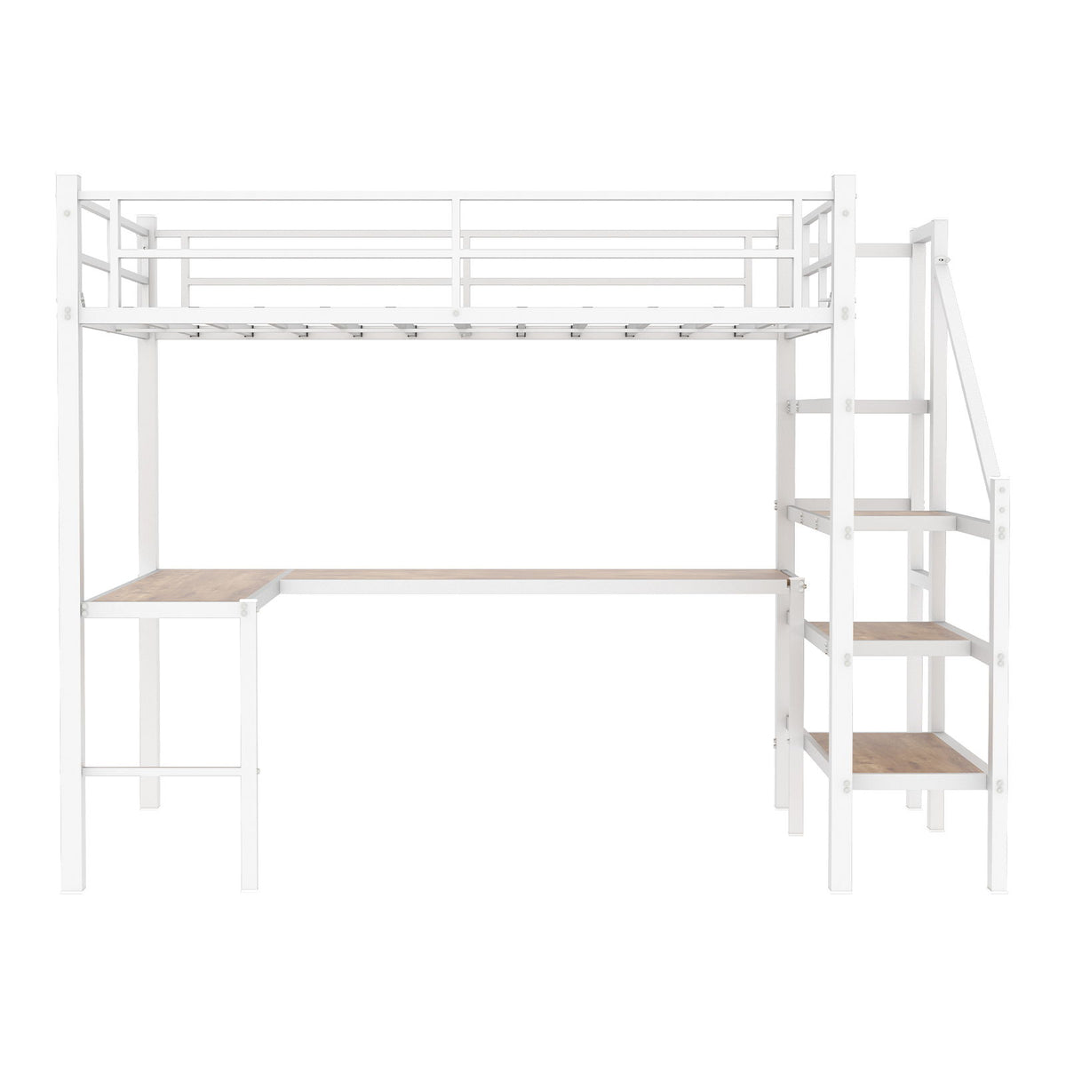 Loft Bed &amp; L-Shaped Desk, Large Storage Space