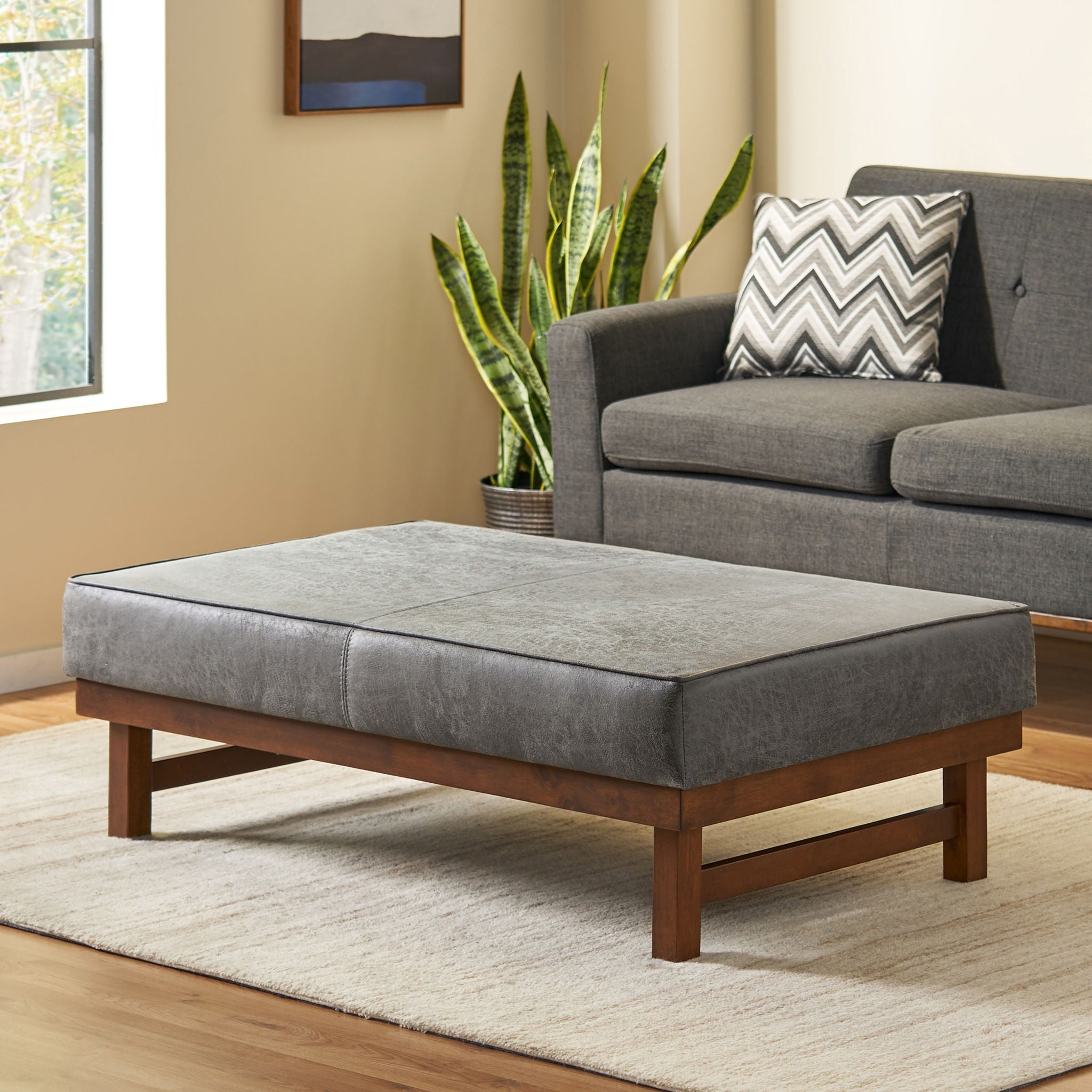 Temzyl - Mid Century Modern Microfiber Ottoman
