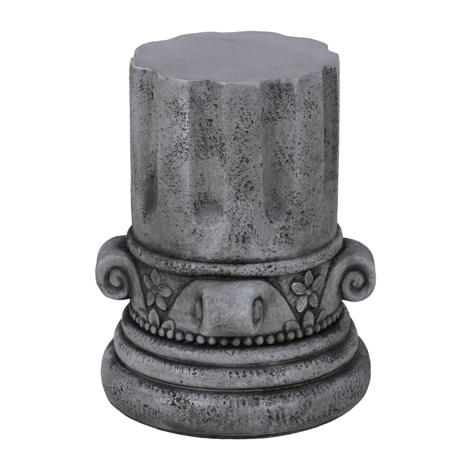 Outdoor End Table, Round Side Table For Patio And Garden - Antique Gray