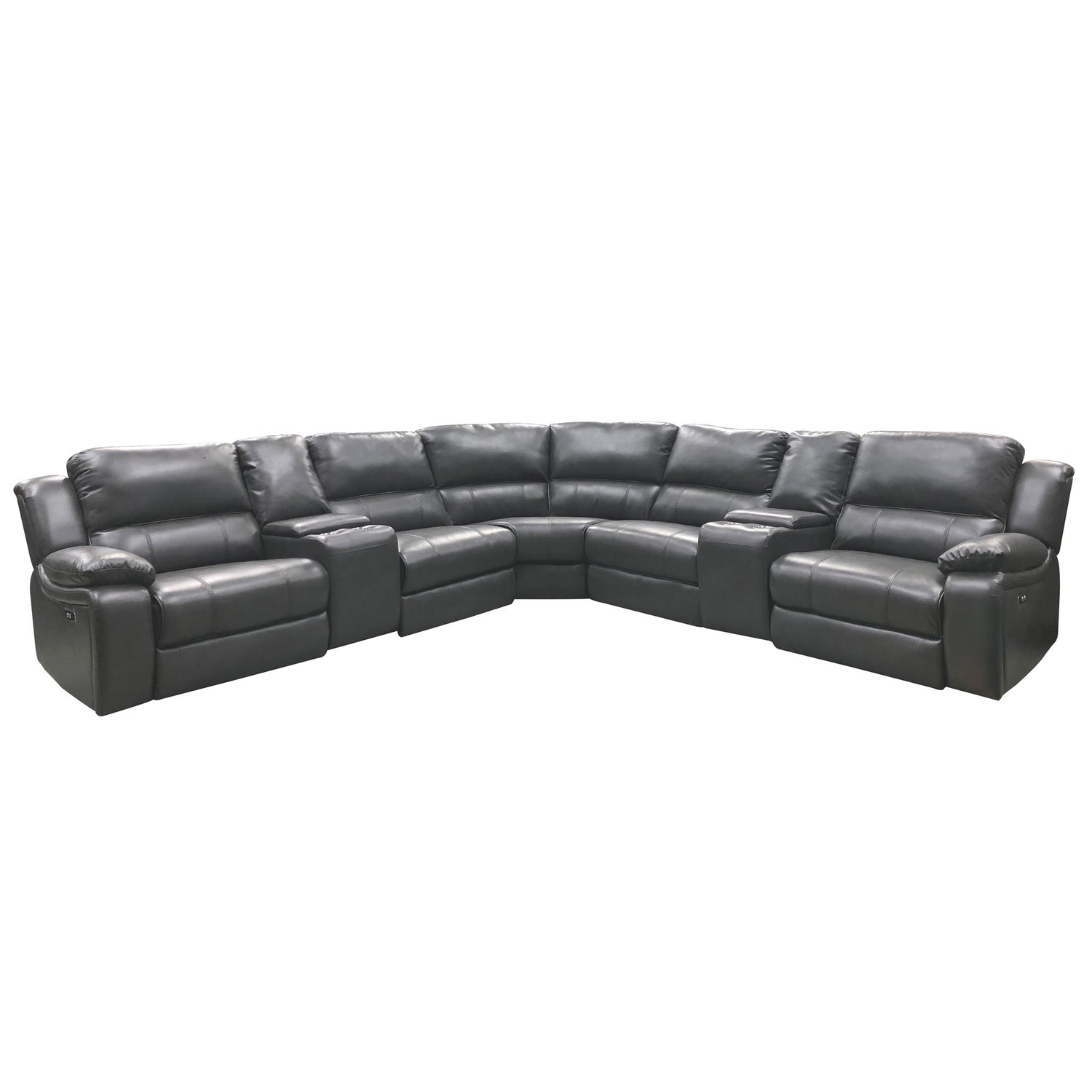 Power Reclining Sectional Sofa With 3 Adjustable Recliners, USB Ports &amp; Cup Holders, Oversized Seating For Living Room - Black
